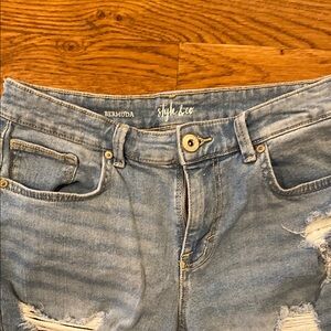 Blue Bermuda Distressed Jean shorts